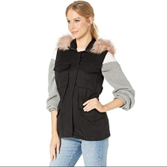 Nwot BB Dakota Black Get Your Swagger On Vest Faux  Fur Trim Hood Size XS - Picture 2 of 16